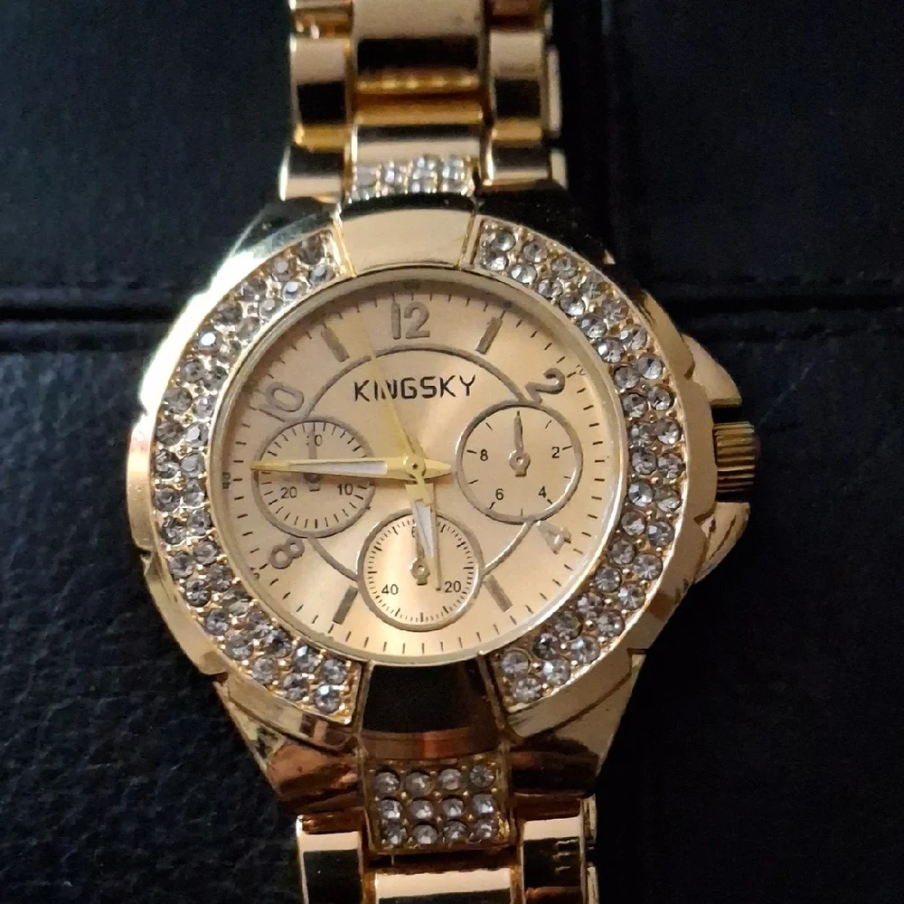 Women's Gold Watch with Crystal Detailing
